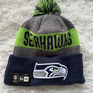 NWT NFL Authentic Seattle Seahawks New Era Beanie 2016 Navy Blue/Lime Green/Grey